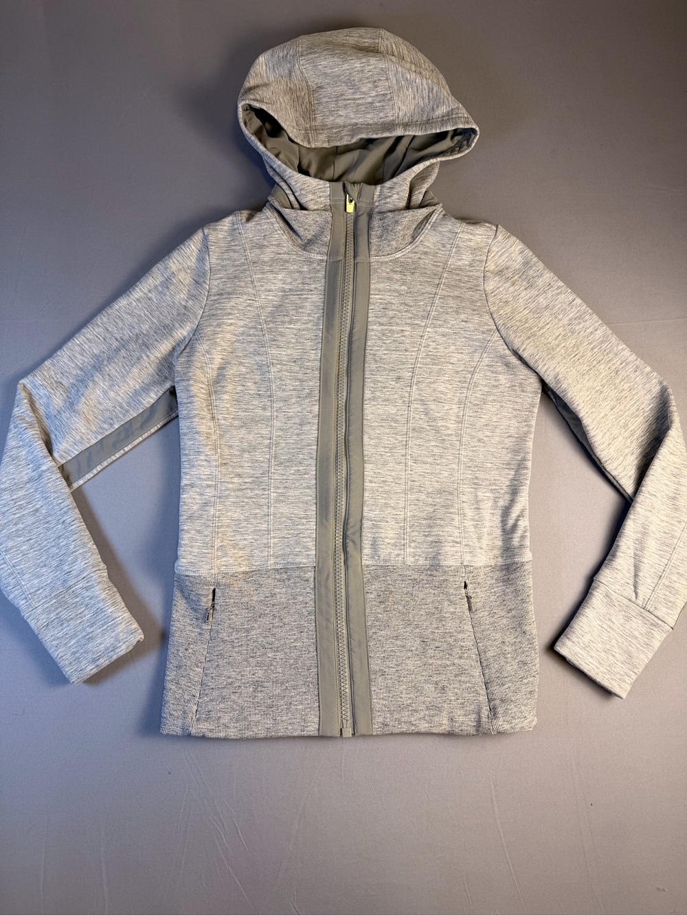 Athleta Women’s Heather Gray Victory Hoody Fitted Zip Jacket Size Small
